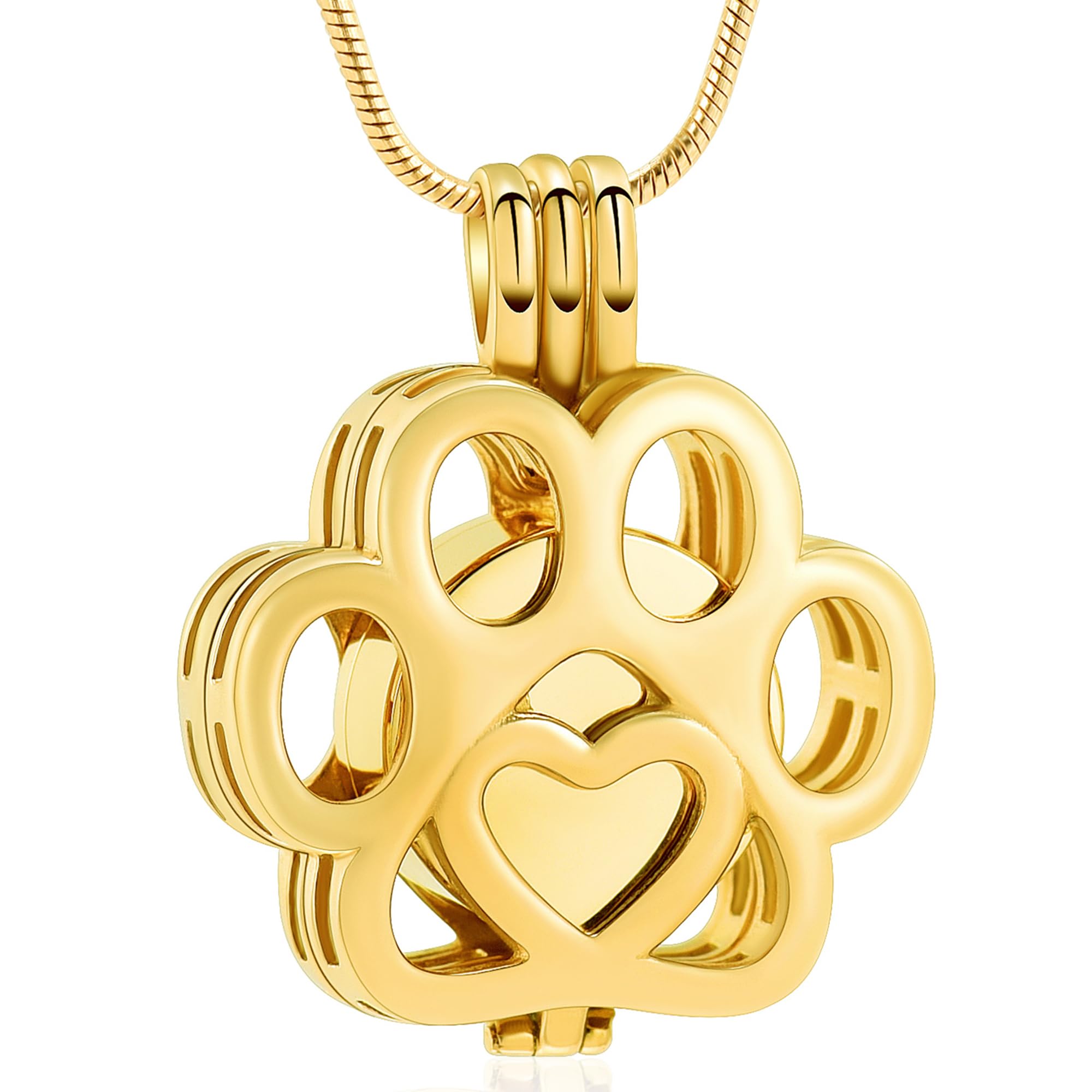 VCCWYQK Cremation Jewelry For Ashes For Dog/Cat Paw Stainless Steel Memorial Locket Urn Necklace Inside Mini Case Keepsake Cremation Jewelry for Pet (Gold) — image 1