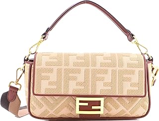 Pre-Loved Baguette NM Bag Zucca Embroidered Canvas Medium, Neutral