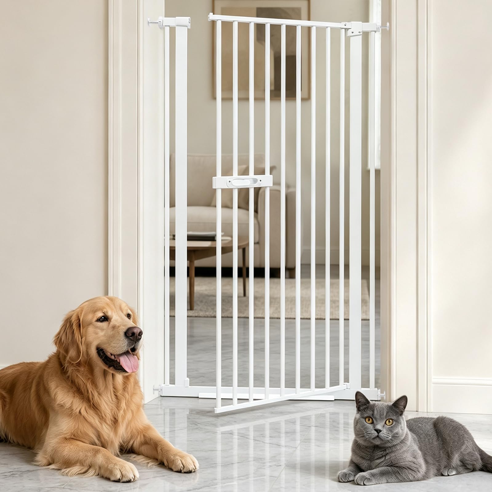 Cancello di sicurezza estraibile extra alto, 150 cm, griglia per gatti