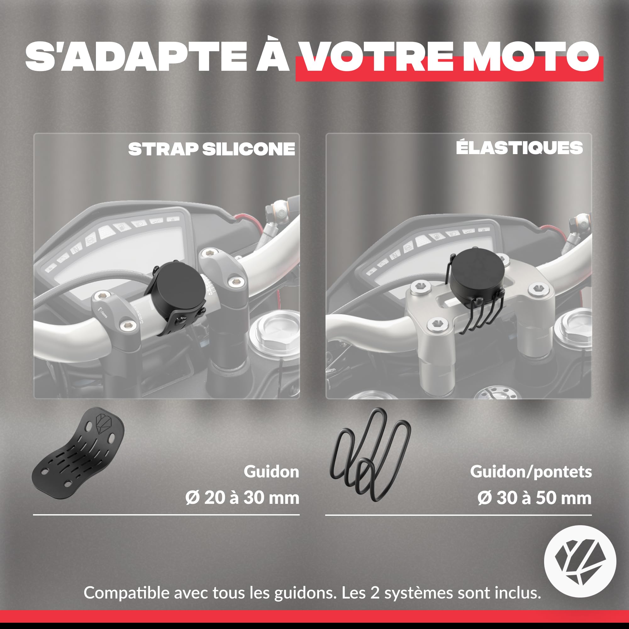SHAPEHEART innovation française, Support telephone moto magnétique. Antivibration, avec pochette imperméable détachable. Porte téléphone moto, scooter, guidon, accessoire moto universel
