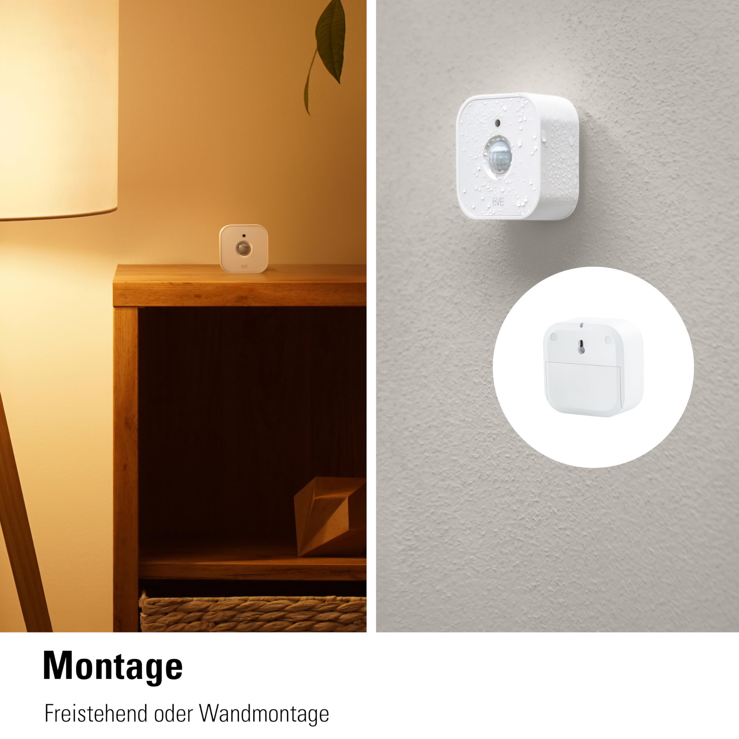 Eve Motion (Matter), Bewegungsmelder mit Lichtsensor (Innen-/Außenbereich), smarte Licht-/Geräte-Steuerung, kompatibel mit Alexa, Apple Home, Google Home, SmartThings, Thread Border Router erforderl