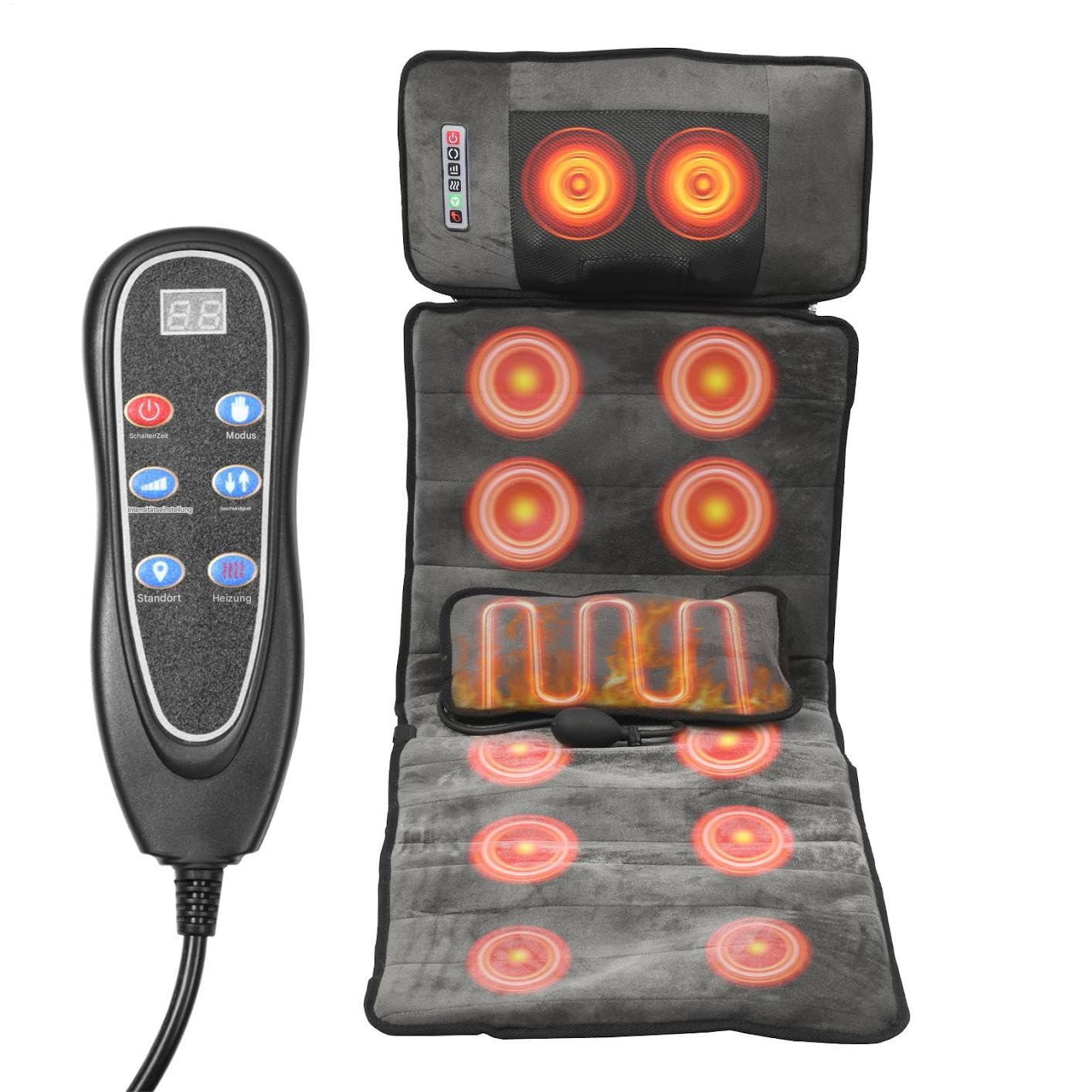 Tappetino massaggiante corpo | Massaggiatore intelligente a 9 velocità per letto intero corpo pieghevole multifunzione con telecomando per la schiena del collo