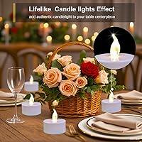 Vista 3 de Velas de luz LED a pilas, juego de 24, realistas y brillantes titilantes, duraderas 200 horas, operadas con pilas, sin llama, velas de luz LED