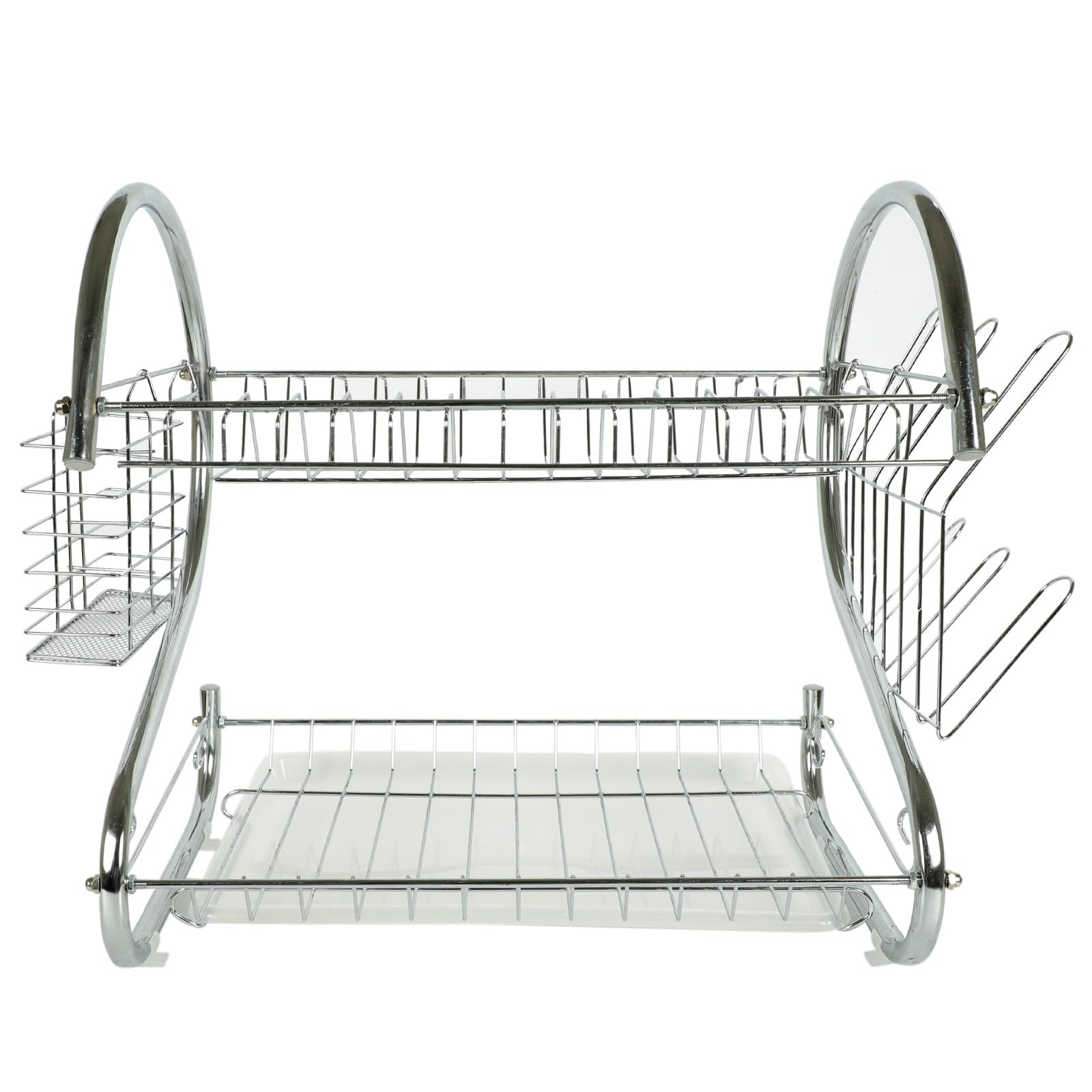 2-Layer Dish Drying Rack|Storage Rack for Kitchen Counter|Drainboard & Cutting Board Holder|Premium Utensils Basket