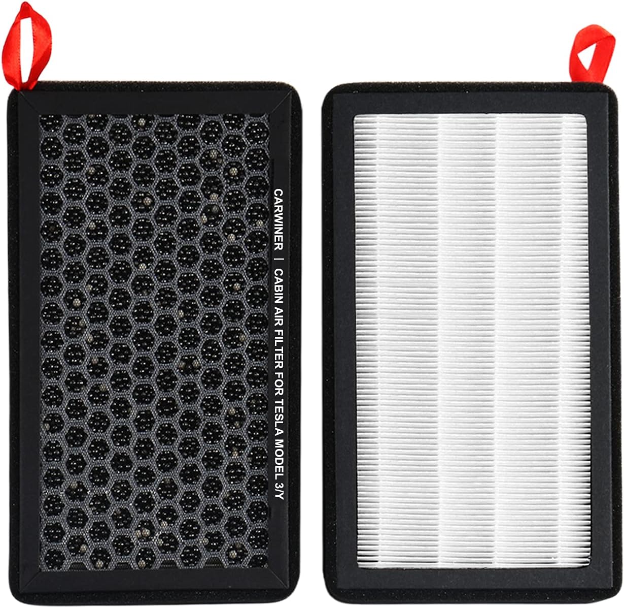 Carwiner Cabin Air Filter 2PCS for Tesla Model 3 Model Y with Activated Carbon, HEPA Air Intake Filter Accessories Replacement