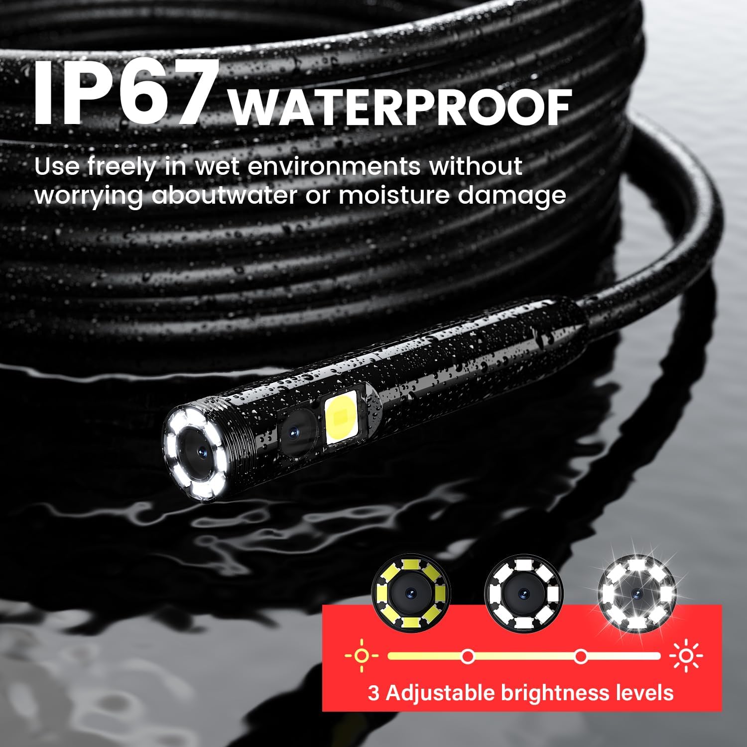 Endoscope Camera with Light: 5" Dual-Lens Inspection Borescope Camera for Sewer - 16.4ft Waterproof Industrial Endoscope - Flexible Snake Bore Scope for Plumbing Automotive - Image 4