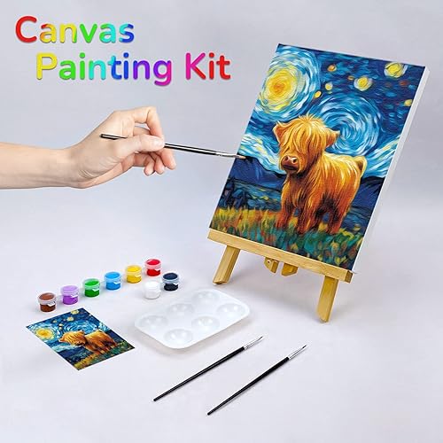 Miniatura 2 de VOCHIC Kit de pintura en lienzo predibujado para pintar para adultos, kits de fiesta, pintura y sorbo, suministros de fiesta, lienzo de 8 x 10 para
