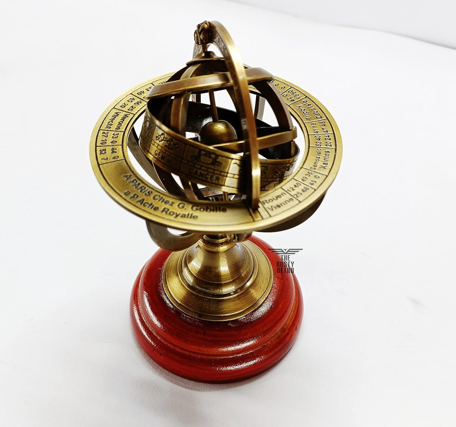 Mappamondo armillare armillare in ottone con incisione nautica, in ottone, stile vintage