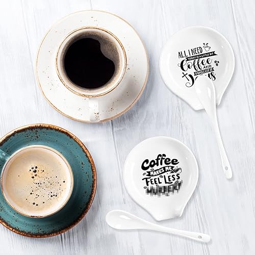 Miniatura 5 de Cuchara de café y reposo, divertida cita de café de cerámica, soporte para cuchara de café, decoración de estación, accesorios de barra de café,