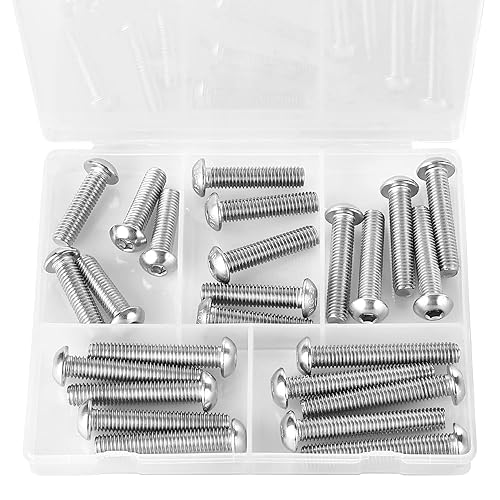 Miniatura 6 de Tornillos de cabeza de botón M8 x 30 mm, 35 mm, 40 mm, 45 mm, 50 mm, tornillos de cabeza de botón, acero inoxidable 304, accionamiento hexagonal