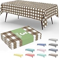Vista 131 de Smiry Paquete de 10 Manteles Desechables de Cuadros Vichy Azules - 54" x 108" Mantel de Plástico de Servicio Pesado, Cubiertas de Mesa Impermeables