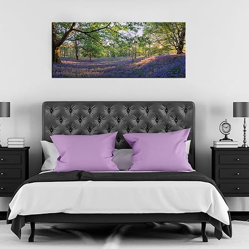 Miniatura 5 de KLVOS - Arte de pared grande de paisaje natural, árbol, bosque, galería de imágenes envueltas con flores de lavanda moradas, decoración de pared del