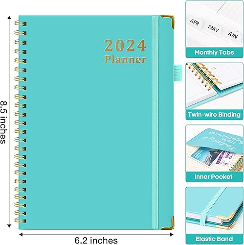 Miniatura 4 de Agenda 2024  Agenda semanal y mensual encuadernada en espiral, enero de 2024 a diciembre de 2024, A5 (6.7 x 8.6 pulgadas), agenda 2024 con pestañas,