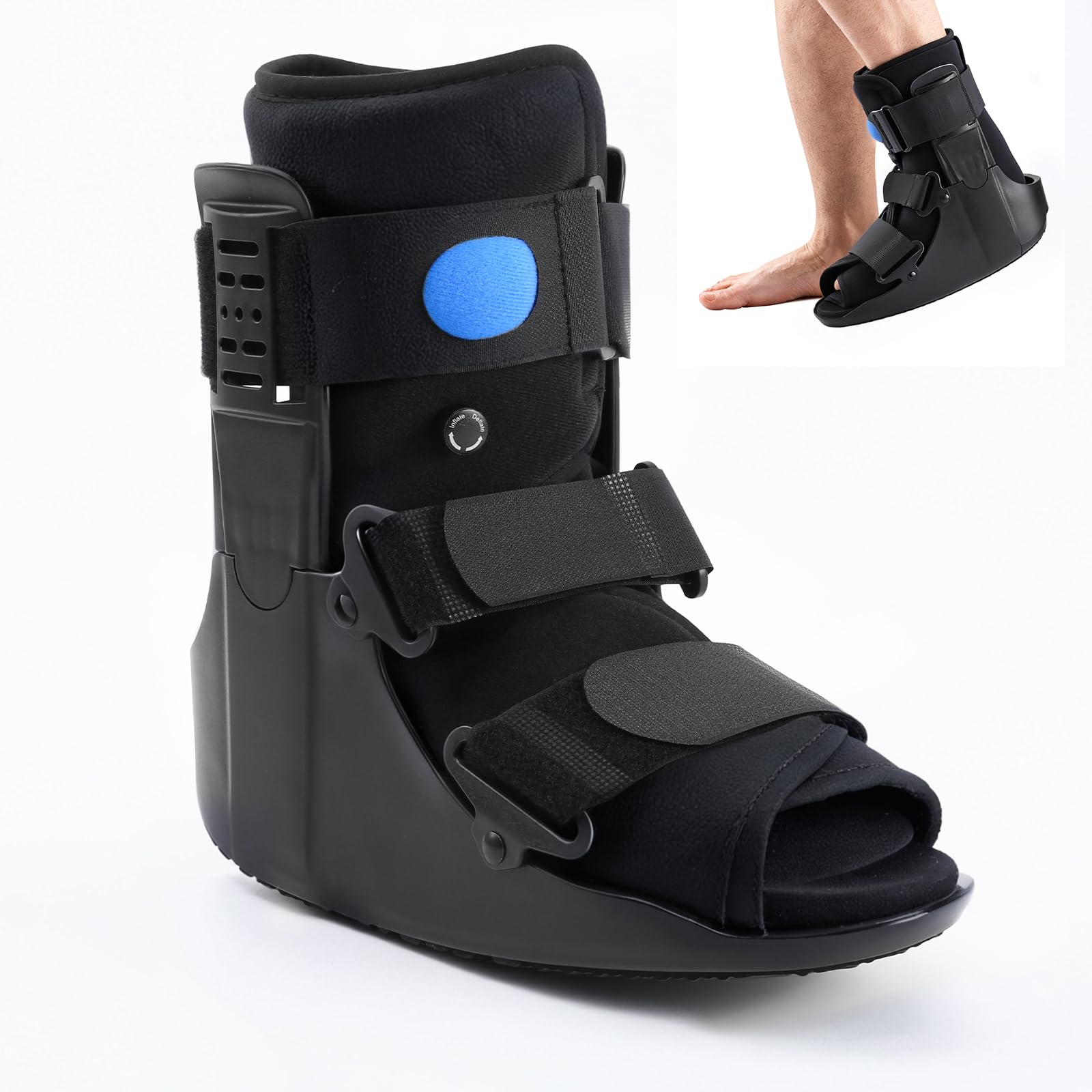Short Air Cam Walker Fracture Boot, Inflatable Orthopaedic Walking Boot for Broken Foot, Sprained Ankle and Achilles Tendonitis, Air Walker Orthese (M)