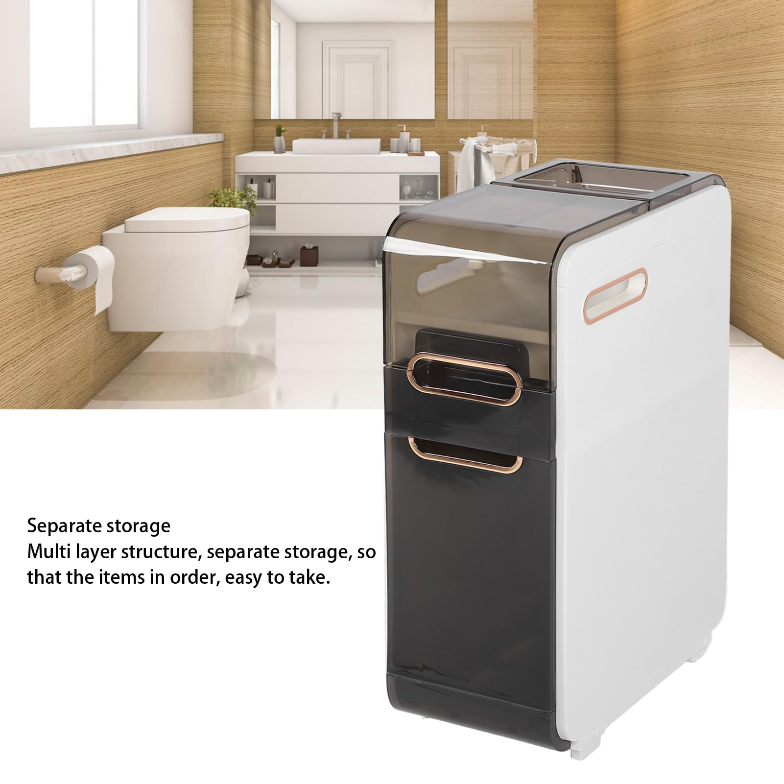 Unità laterale in plastica sottile per bagno, per piccoli spazi, soluzione salvaspazio per WC