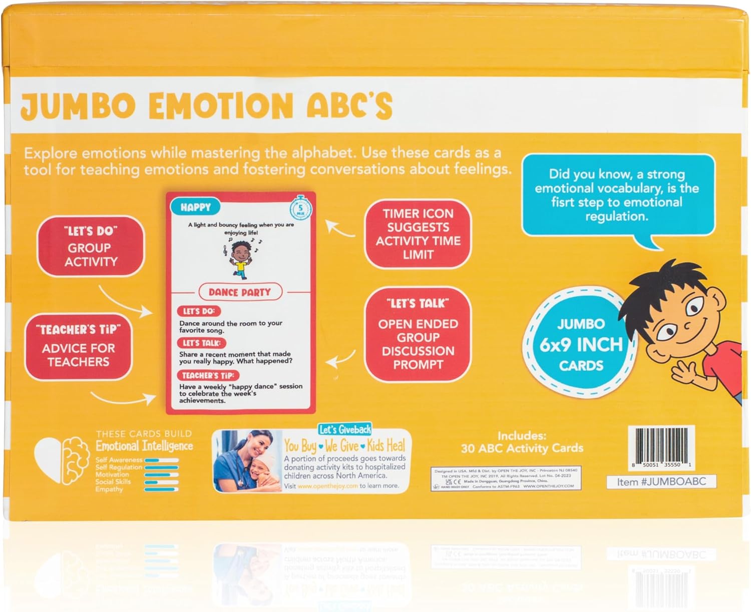 Open The Joy Jumbo ABC Emotion Cards – Emotional Learning Flashcards for Kids | Identify & Express Feelings A–Z | Preschool SEL Tool for Ages 3+