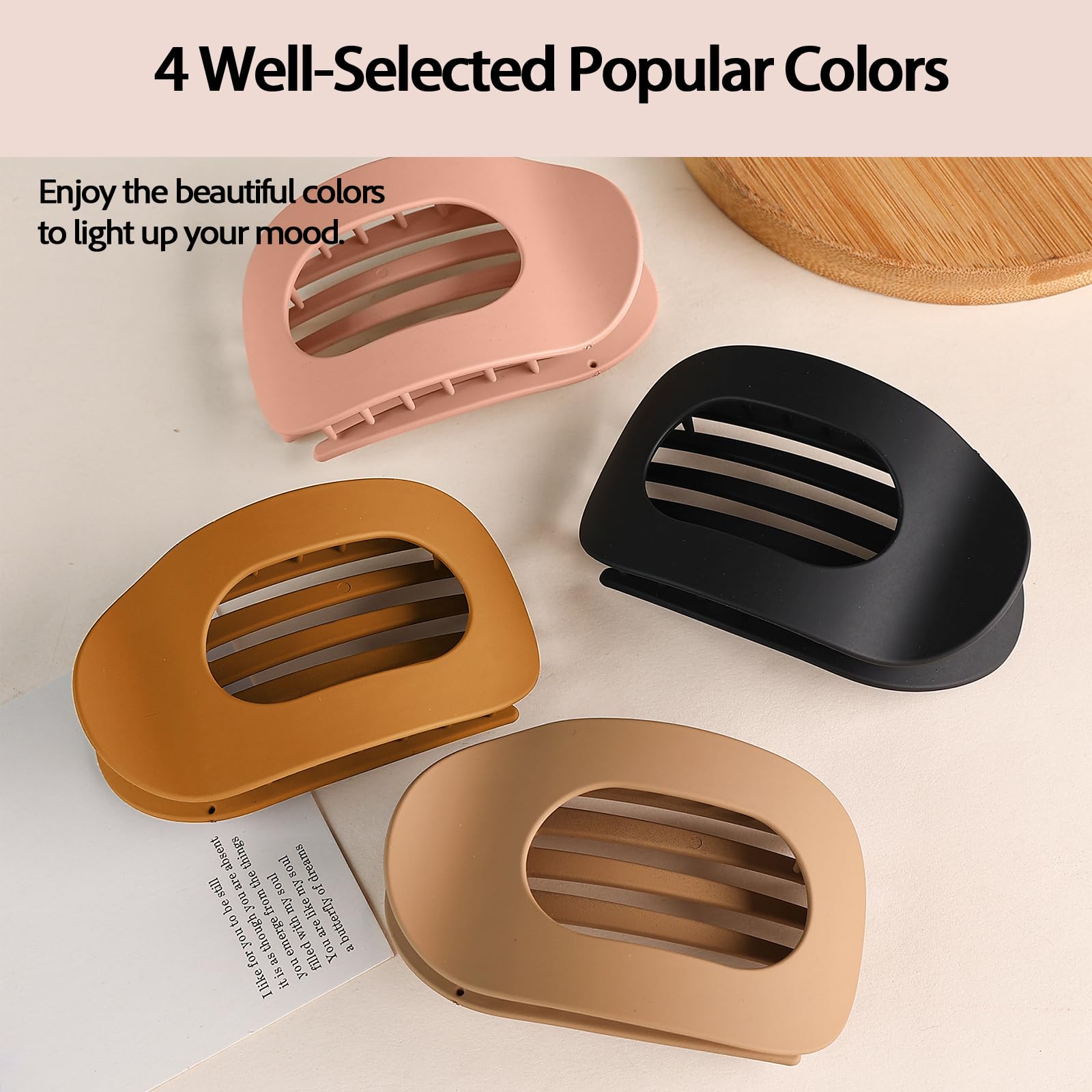 VivaSmile 4 PCS Flat Hair Clips for Women Curved Design Duckbill Hair Clips for Lying Driving - Image 4