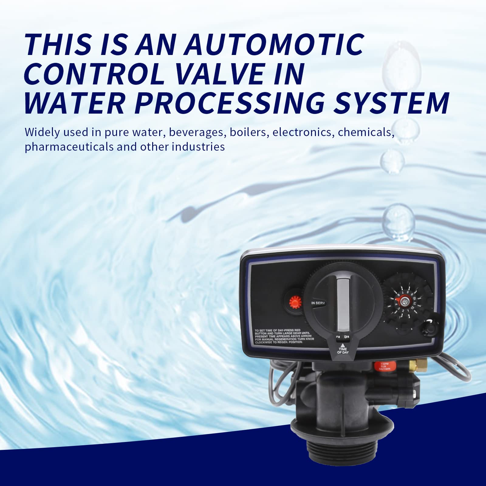 LIDSCURA Water Softener Valve, 9-11'' Diameter Time Clock Control Valve with Fine Thread for Water Filter Softener Resin Tank