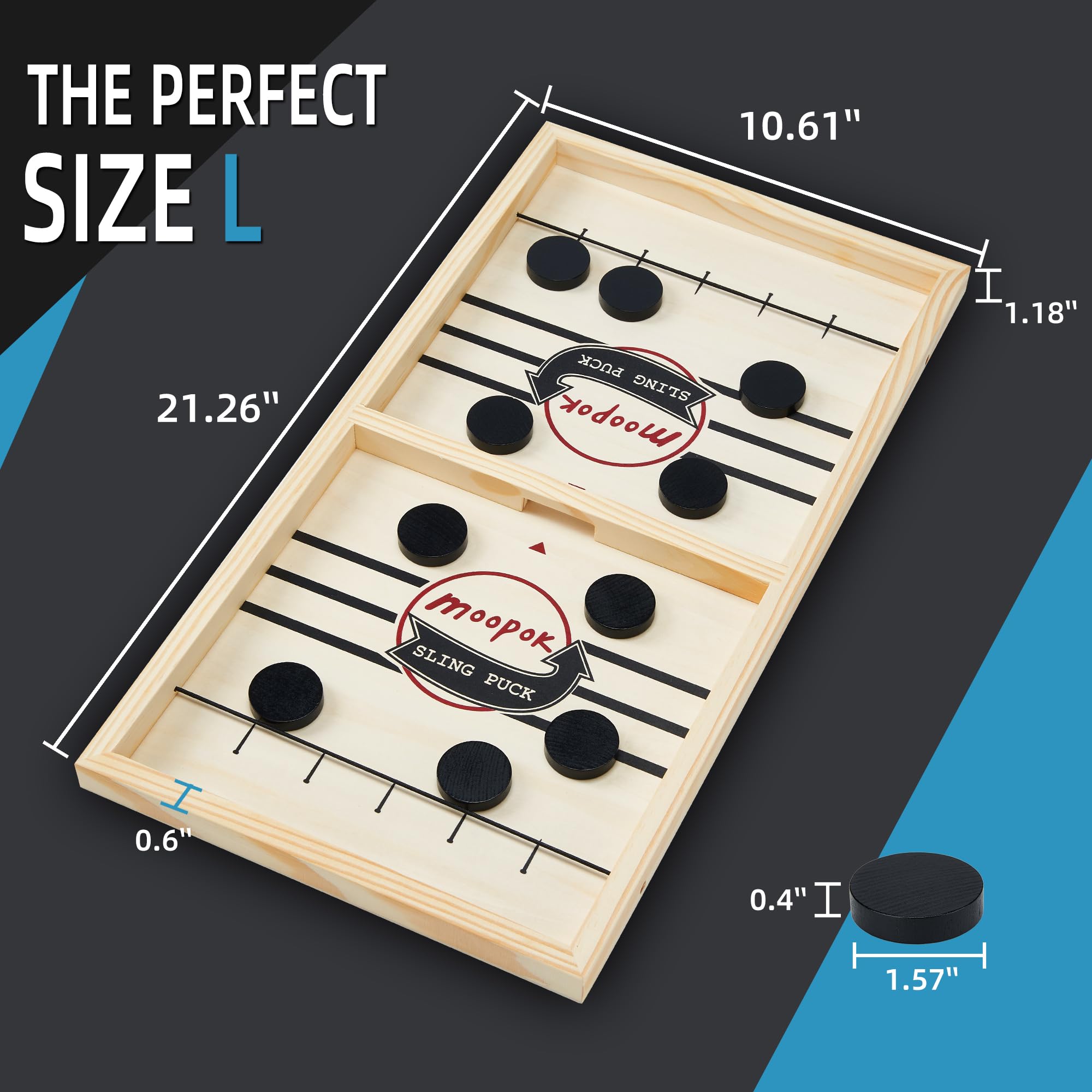 Amazon.com: moopok 快速吊帶冰球遊戲- 快速動作超級桌上足球桌桌面戰鬥彈弓木製空氣曲棍球棋盤遊戲-  保證樂趣適合家庭遊戲之夜或朋友派對: