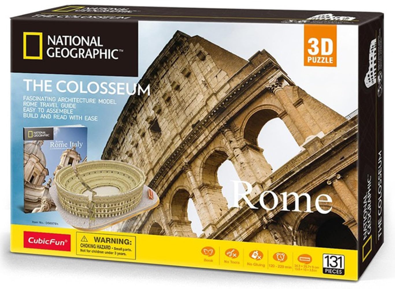 World Brands-Cubic Fun-Puzzle 3D City Traveller Del Colliseo Romano, National Geographic (Cpa Toy Group DS0976), Colore: Marrone-image
