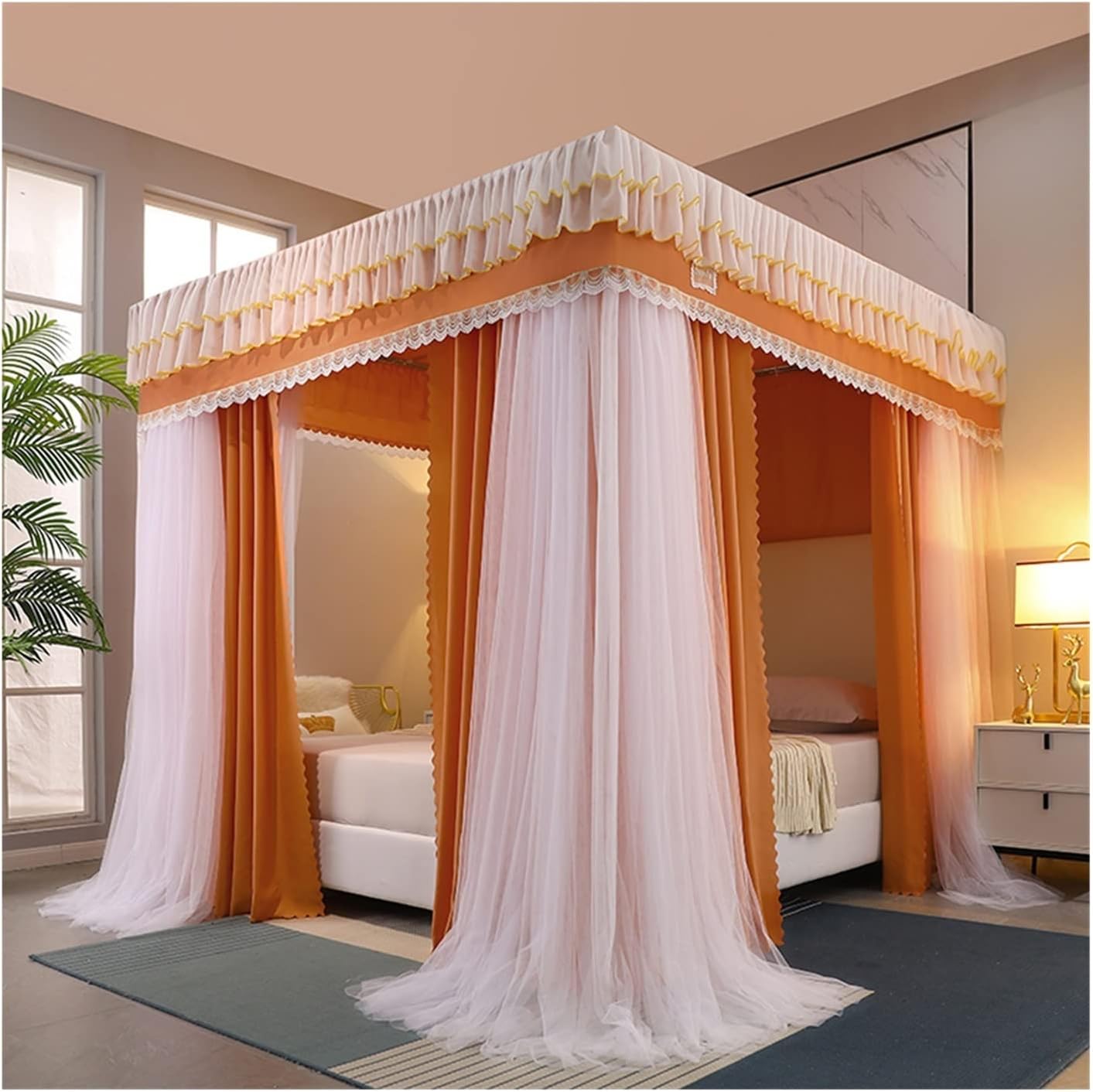 Bed Canopy Bed Curtain Mosquito Net, Boys and s Bedroom Bed Canopy, Blackout & Dustproof，Multi Colored 180x220x200cm