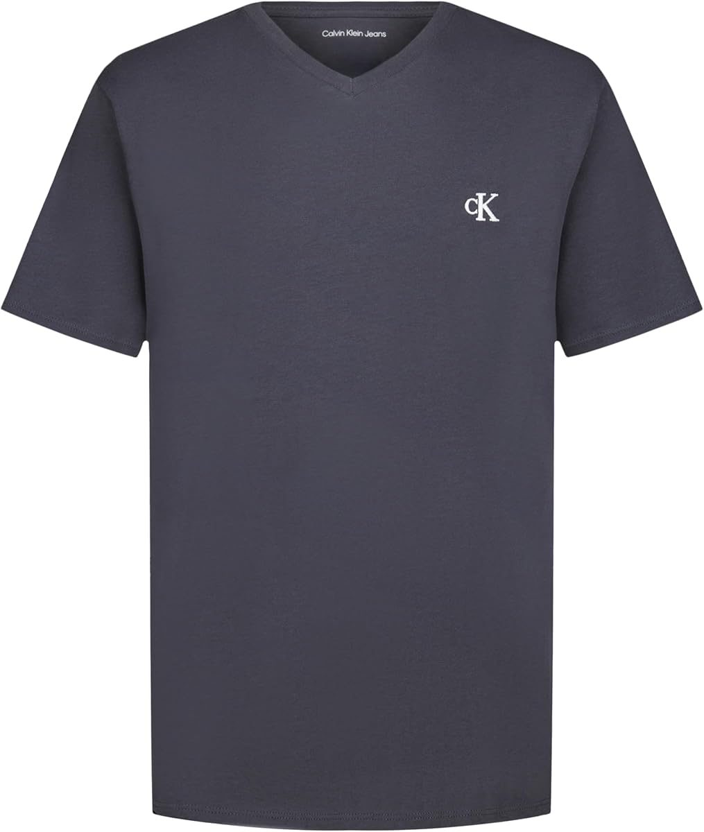 Calvin Klein Boys' Short Sleeve Solid V-Neck T-Shirt, Soft, Comfortable, Relaxed Fit
