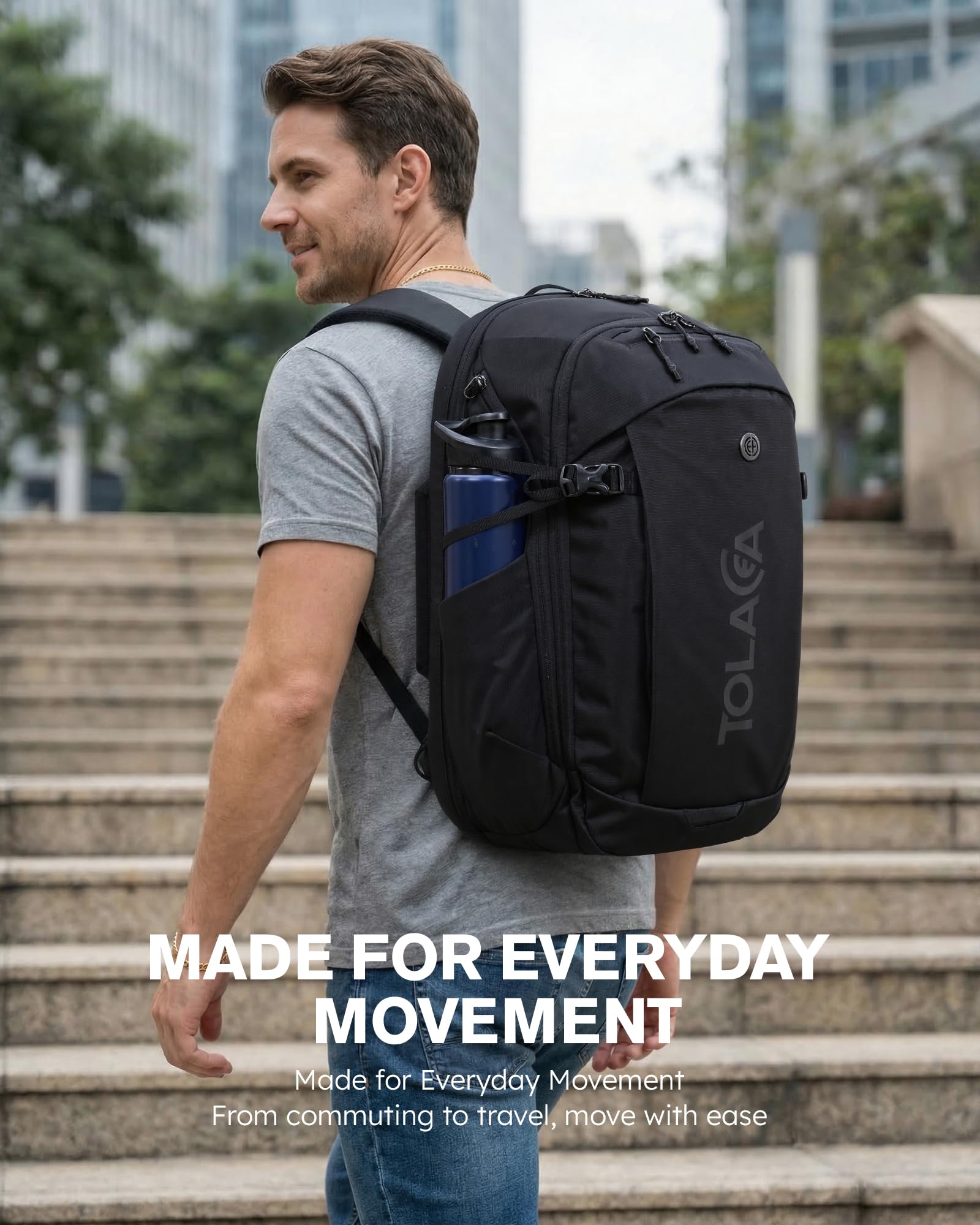 Tolaccea Zaino Porta PC con scomparto EVA per Laptop 15,6″ – Zaino da Viaggio 32L, Zaino Uomo Lavoro e Bagaglio a Mano per Aereo, Resistente all’Acqua e Antifurto, con Tasca Umida e Cerniere YKK