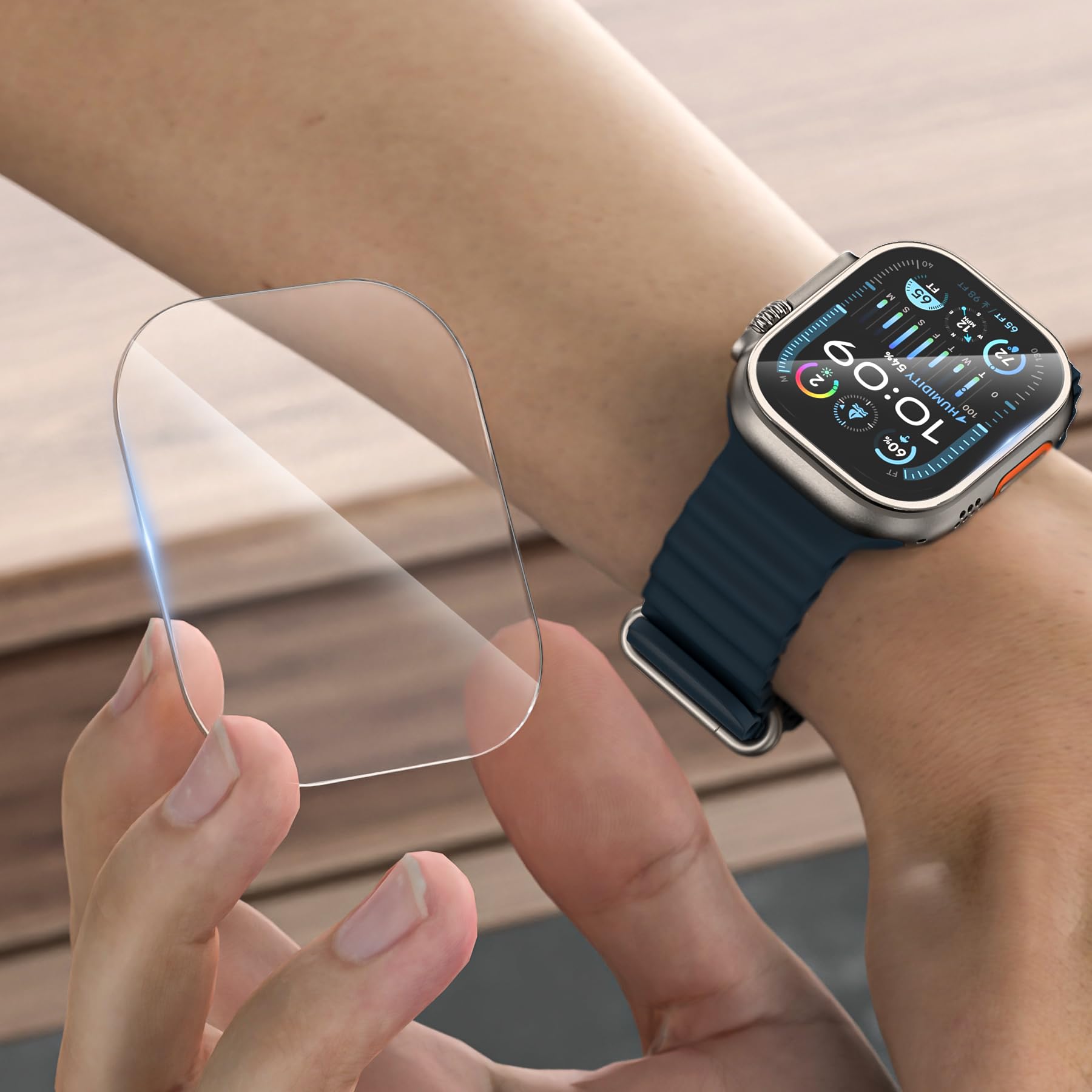 2 Pack Screen Protector for Apple Watch Ultra 2/1 49mm (2024/2023), Touch Sensitive,Keep Original, Military Grade Protection 9H Tempered Glass, Anti-Scratch, Bubble Free, Waterproof HD Film-Clear