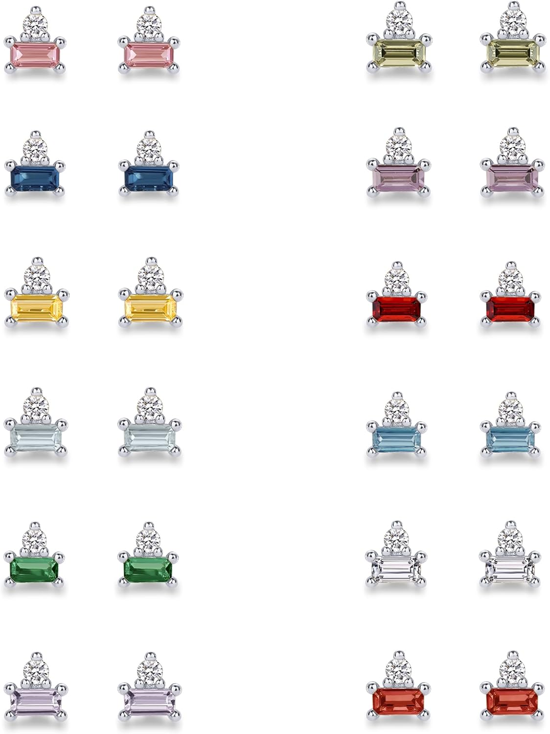 PAVOI 14K Gold Plated Sterling Silver Posts Colored Birthstone Flatback Stud Earrings for Women - Gemstone Cubic Zirconia Screwback Earrings - Dainty Helix Cartilage Piercing Jewelry - Image 3