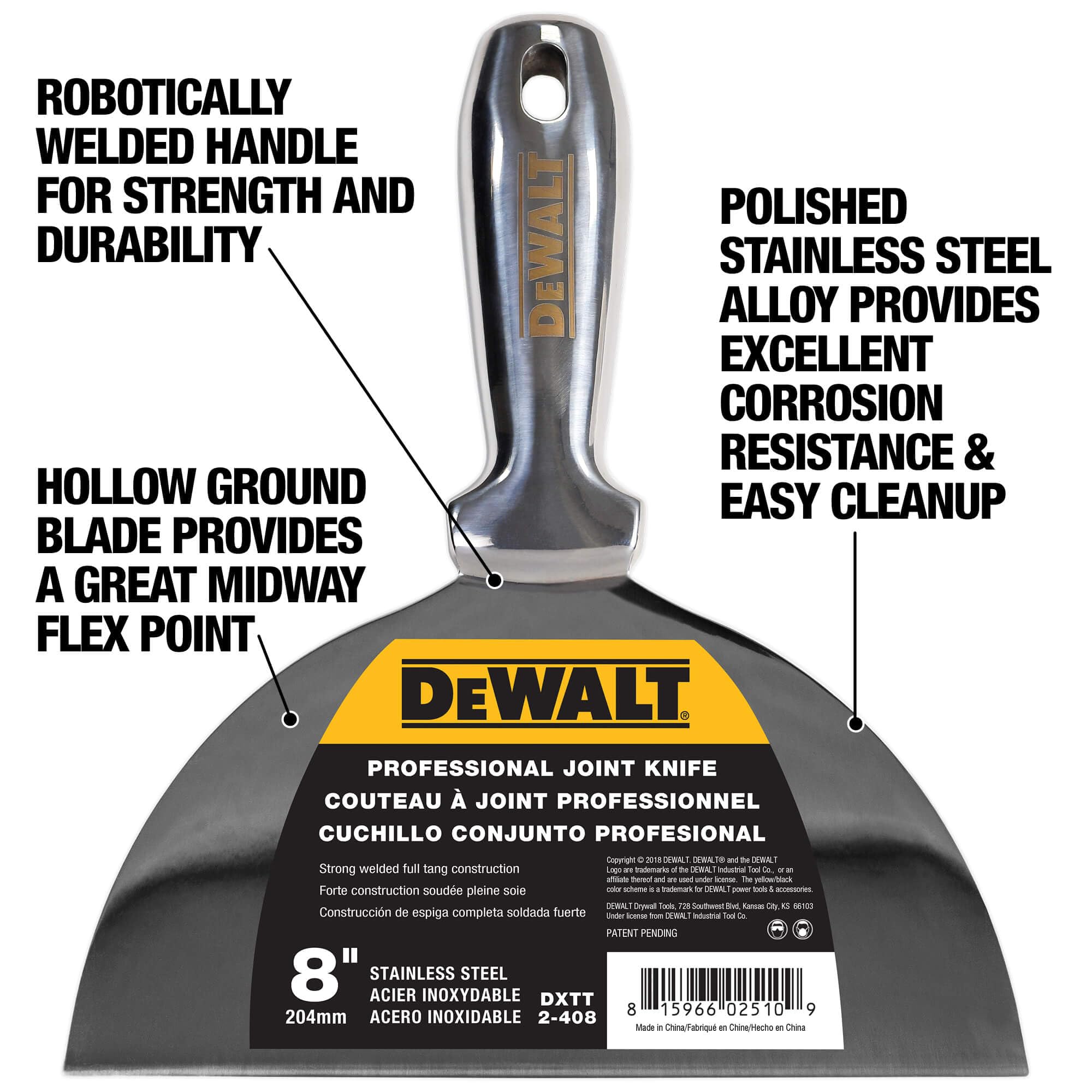 Dewalt 2-408 - Coltello in acciaio INOX, 20,3 cm