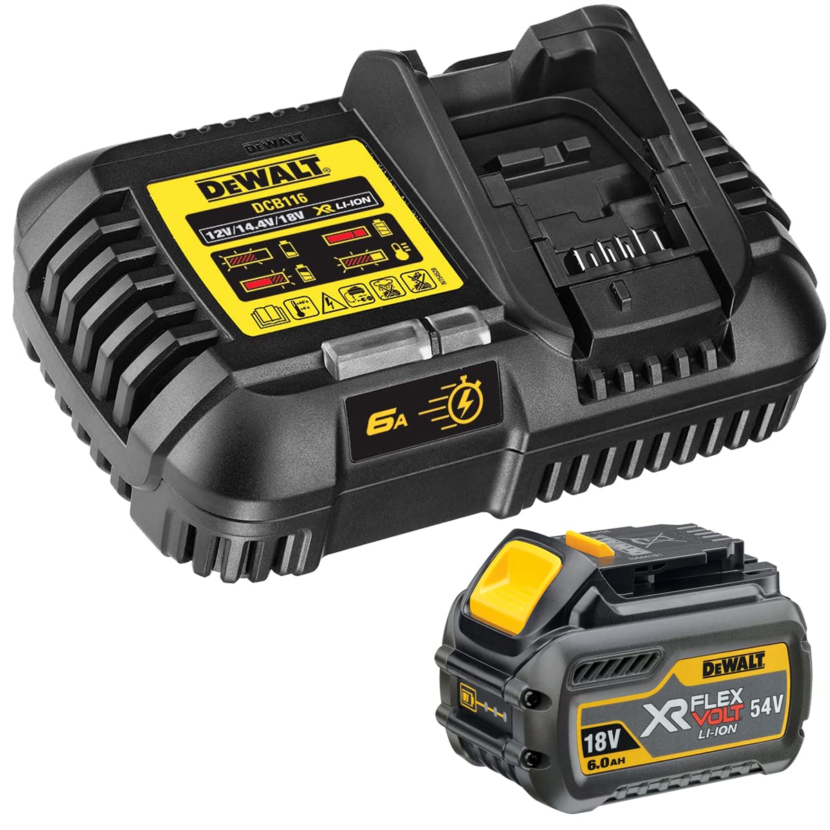 Dewaltdewalt Dcb546 18v 54v Xr Flexvolt 6ah Battery And Dcb118