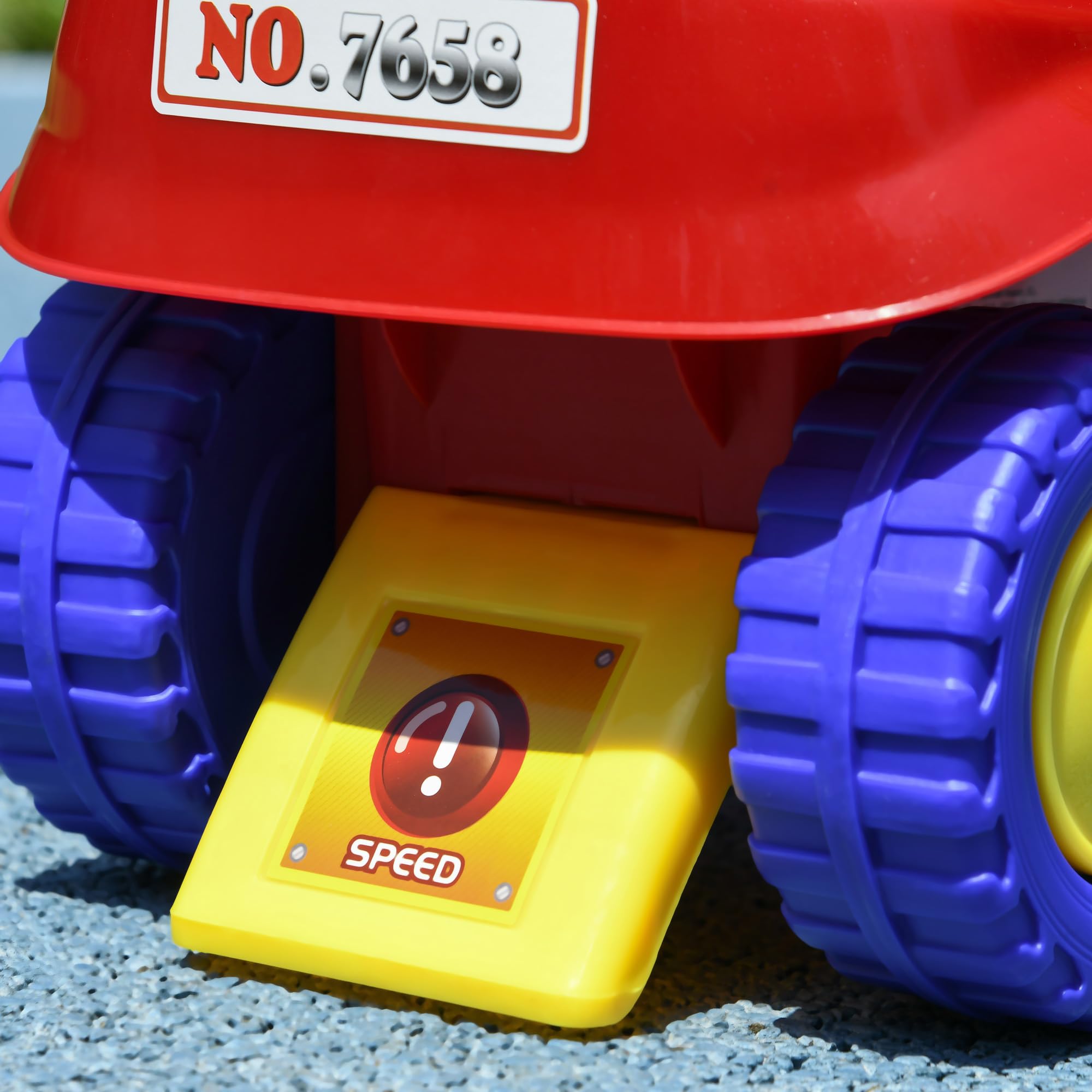 AIYAPLAY Coche Correpasillos para Niños de 18-36 Meses, Diseño de Camión de Bomberos, Correpasillos con 3 Luces, Música, Compartimento de Almacenaje y Volante, 49x24x42 cm, Rojo