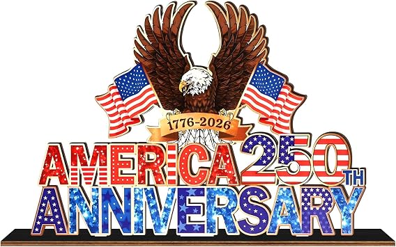 Eagle Pattern Decoration for US July 4th, 250th American Independence Day Wooden Decoration Patriotic Home,Party&Office Tabletop Decoration