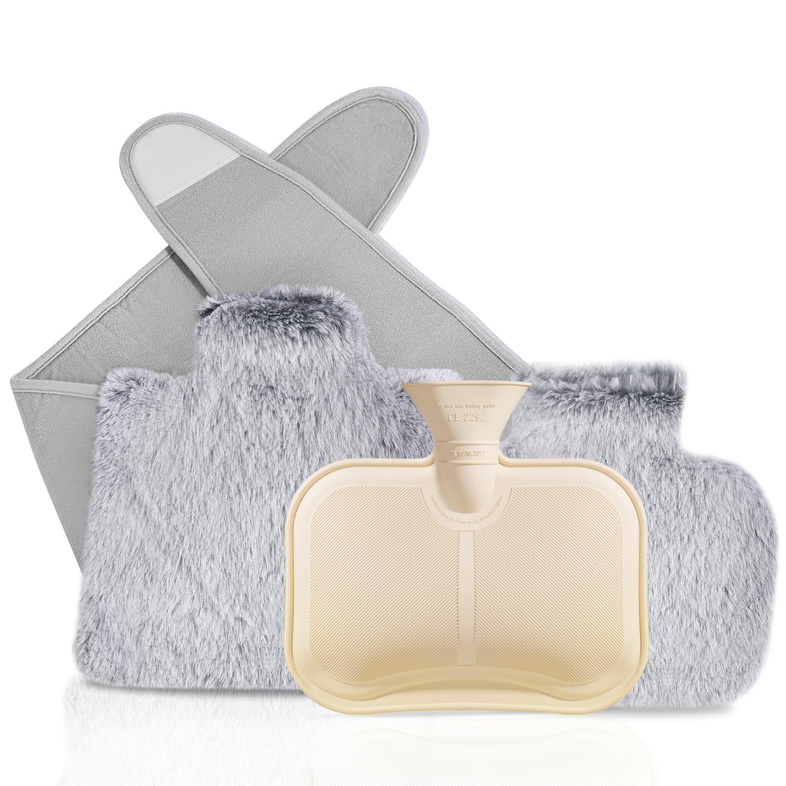 BOLEi Wärmflaschengürtel-Wärmflasche mit weichem Taillenbezug，Auslaufsicher, 130cm Lang Perioden Wärmegürtel, Geschenke für Männer Frauen（Gürtel- Grau）