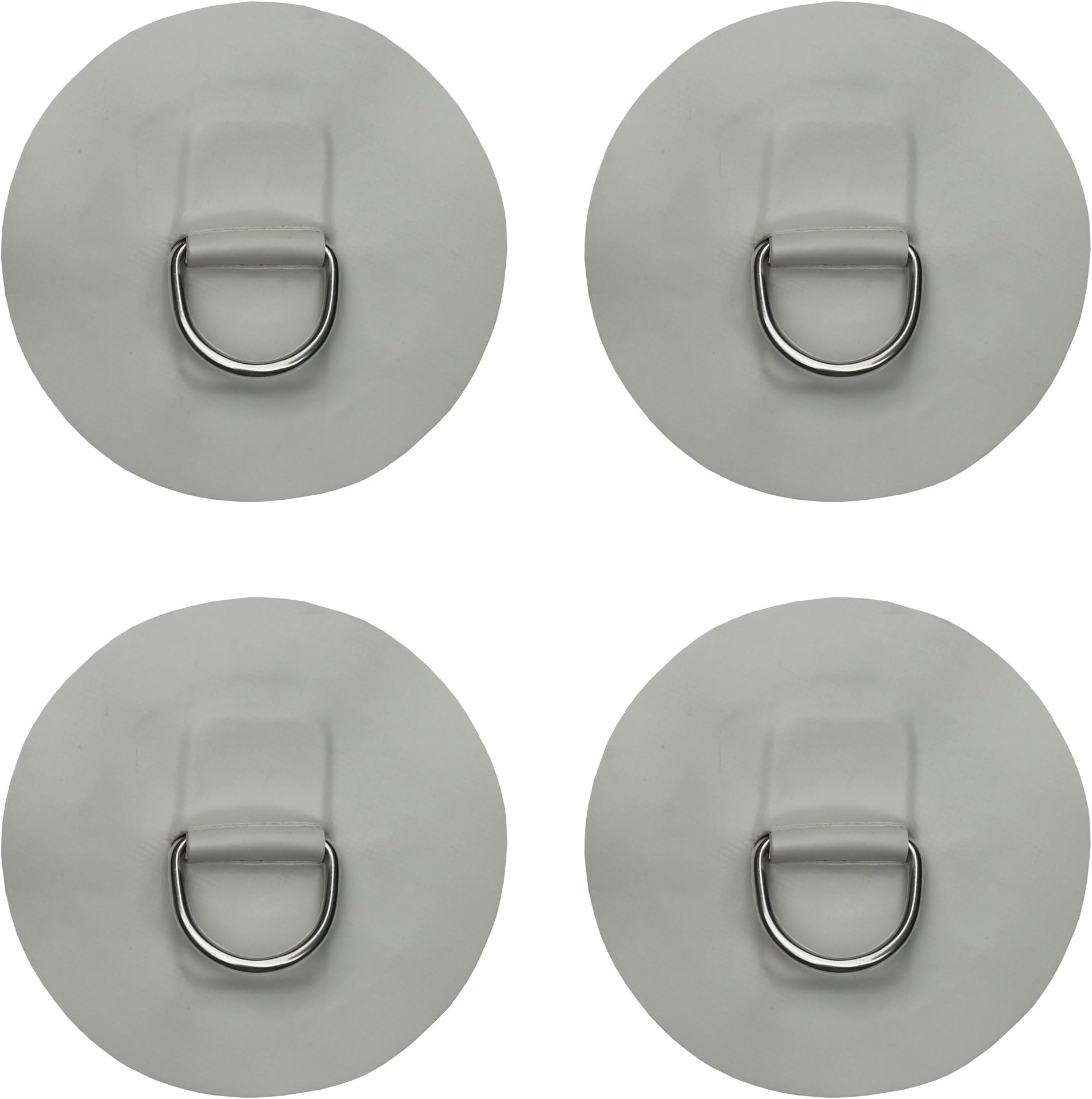 YYST 4 X Stainless Steel D-Ring Pad/Patch for PVC Inflatable Boat Raft Dinghy Kayak - No Glue - Instruction Included- Light Grey