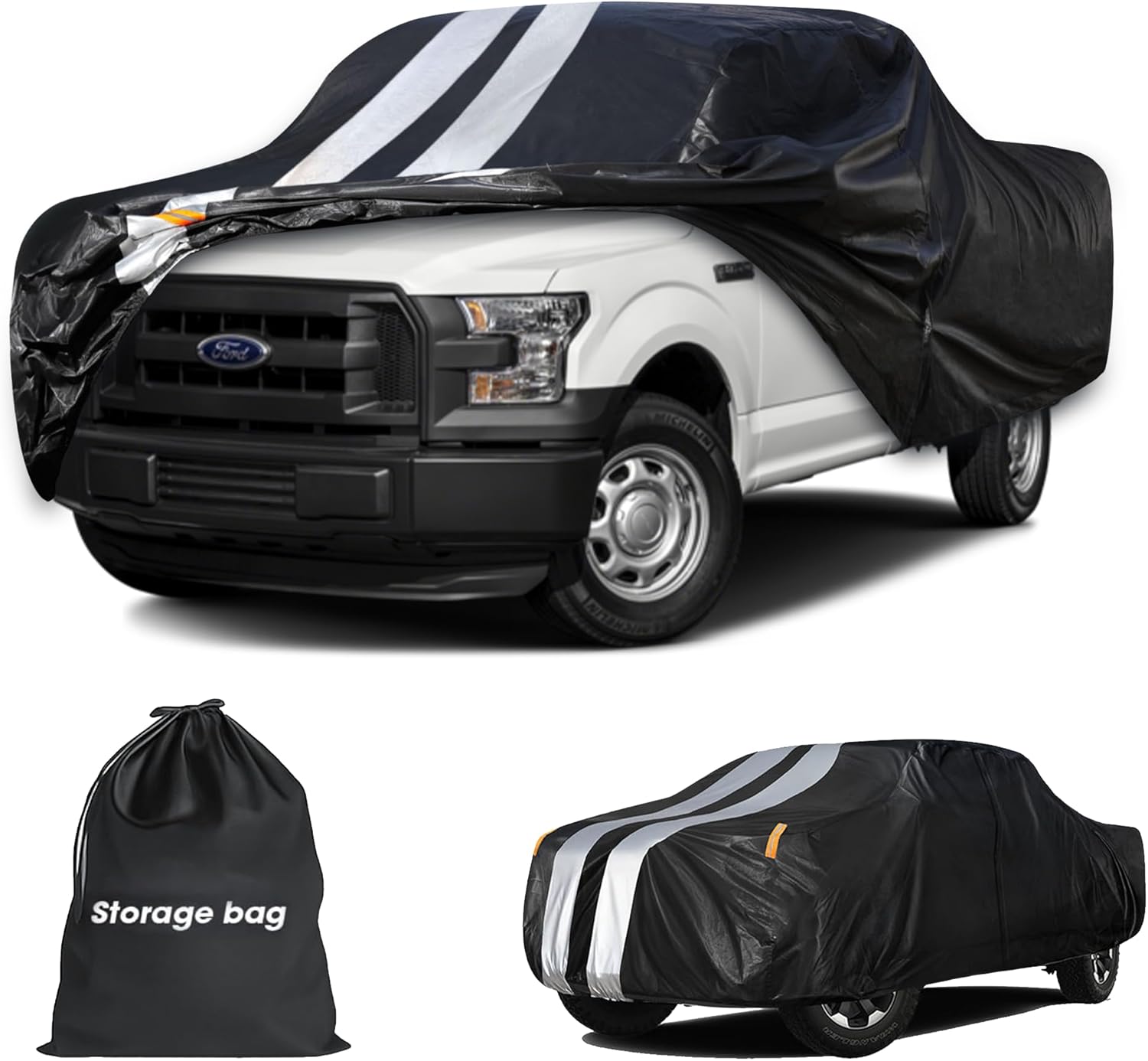 Tacoma Truck Cover Custom Fit 1995-2026 Xtra/Access/Double Cab Short Bed(5'-6.125') with Door Zipper, 10 Layers Outdoor Heavy Pickup Truck Cover Waterproof All Weather, Wind Dust Sun Protector.