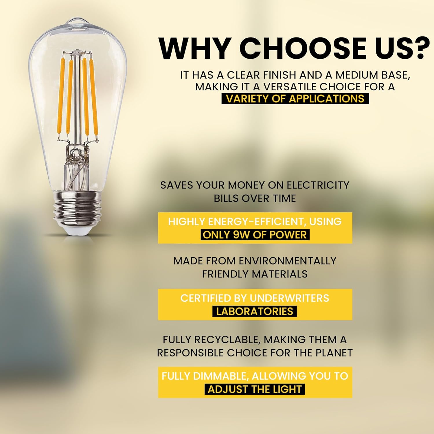 HALCO ProLED Filament LED Performance ST19 Bulb Clear Medium (E26) Base 9W 60 Equivalent Watts Dimmable 800 Lumens 15000 Hours CRI 90 (2700K Soft White)