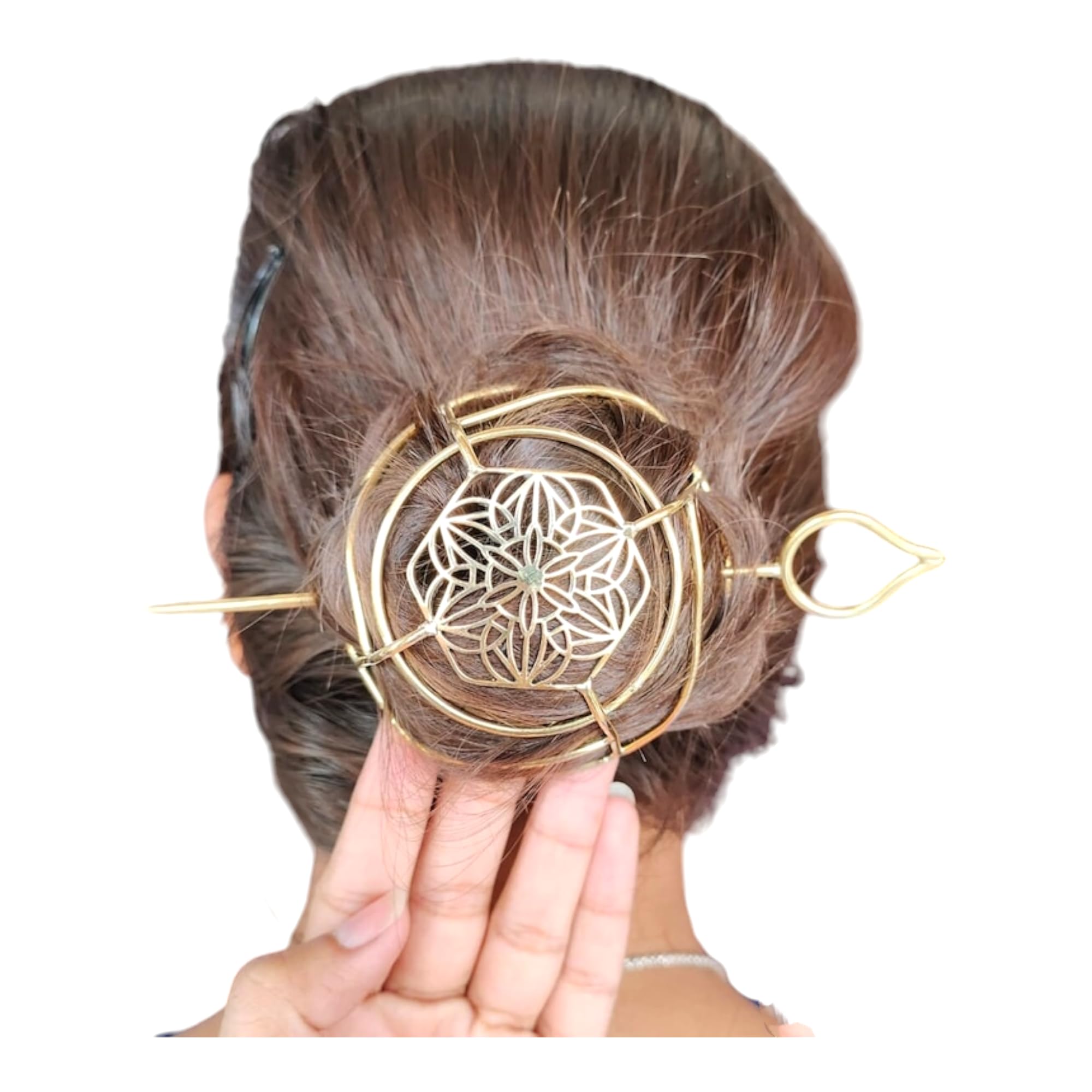 Amazon.com: Brass Hair Bun Cage with Hair Fork, Gold Hair 