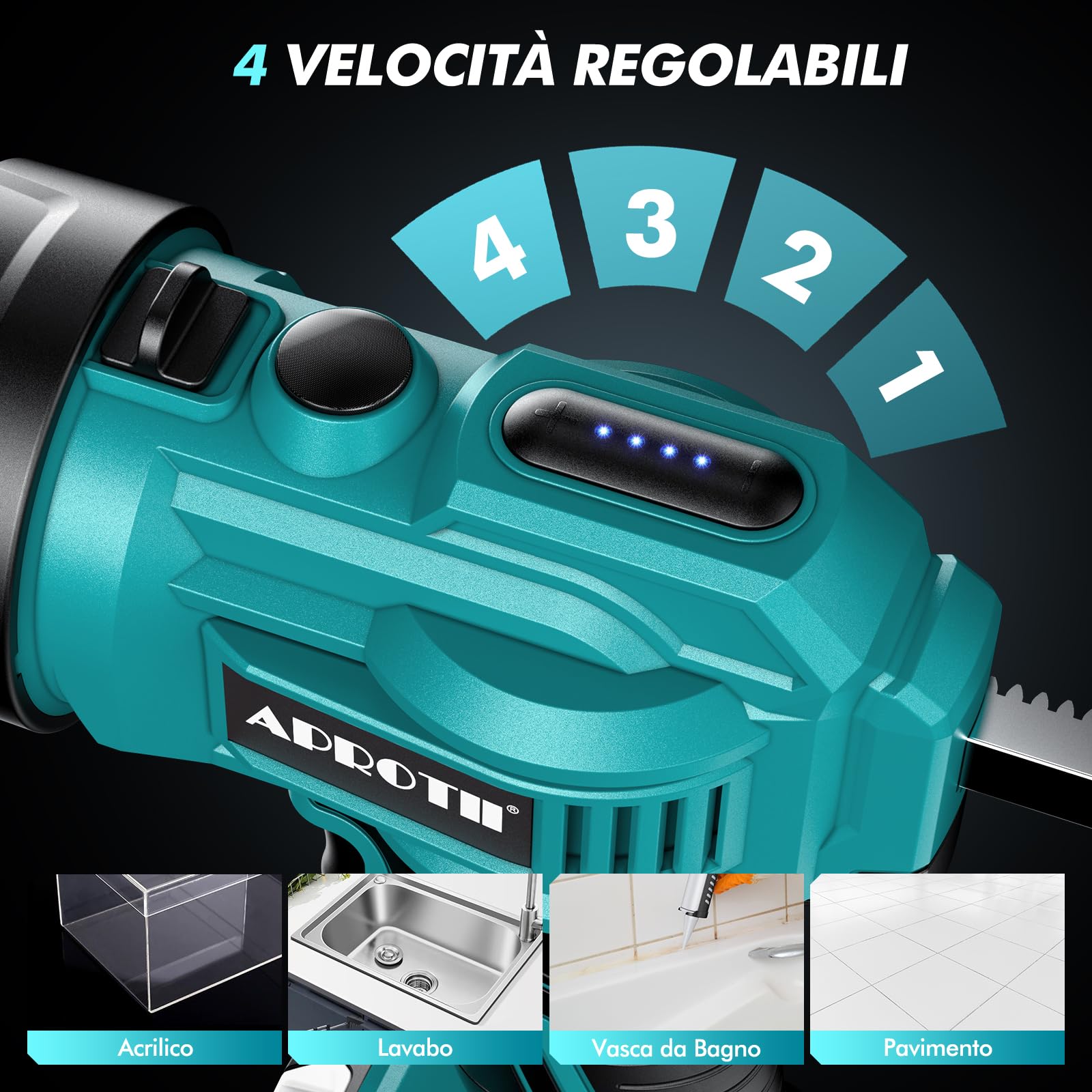 Pistola da Silicone Compatibile con Batterie Ma@kita 18V, Luci LED, Pistola da Silicone a Batteria Professionale per 300 mL di Calafataggio (Batterie Non Incluse)