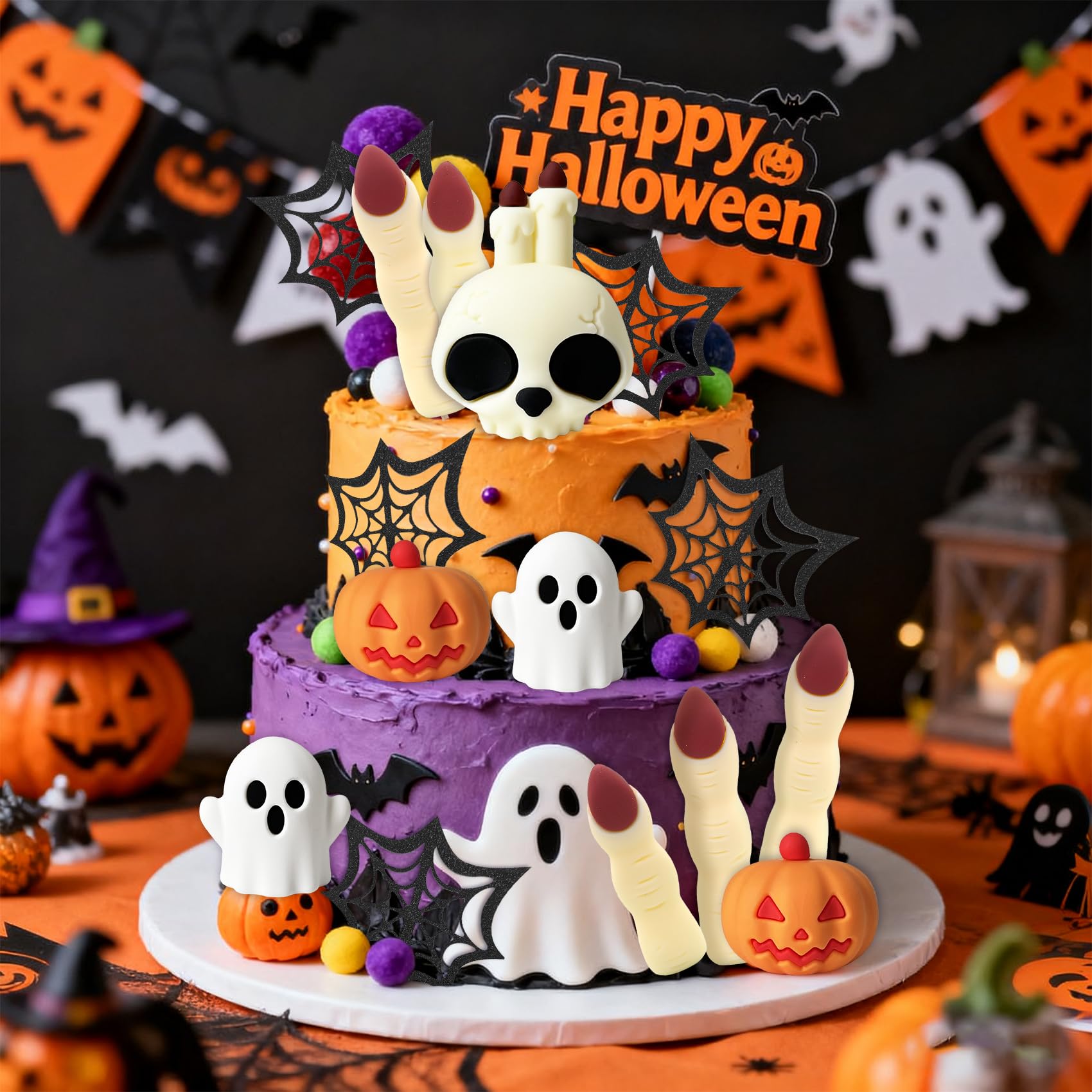 Snapklik.com : Knana 15Pcs Halloween Cake Topper Halloween Cake Decorations