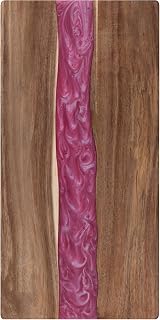 Handmade Pink Resin Epoxy Cutting Board Acacia Wood River Charcuterie 46cm for Steak Pizza Cheese Fruit