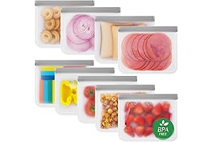 9 Pack Freezer Bags Sandwich Bags - Reusable, Leakproof Extra Thick For Traveling & Household