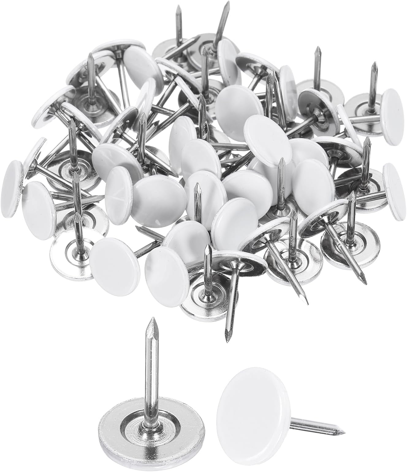 sourcing map 100Pcs Upholstery Tacks, 11mmx15mm Flat Head Thumb Tack Decorative Furniture Nails Push Pins for Furniture Sofa Headboards, White