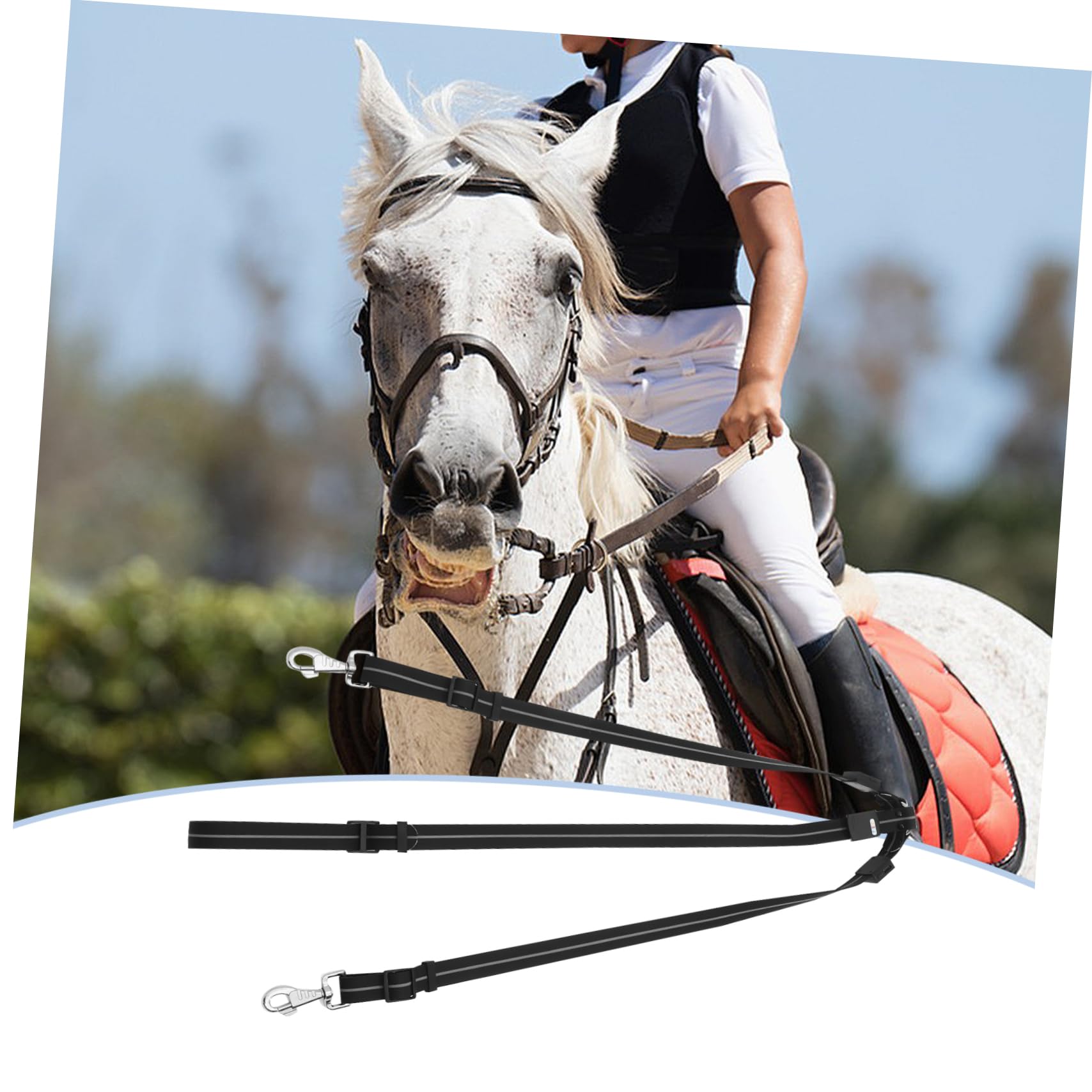 Cuerda de Tracción Ajustable para Caballo LED Recargable Negro | Pu, Carcasa Abs Smd y Aleación de Aluminio, Diseño, Accesorio para Aficionado Ecuestre Estilo Aleatorio