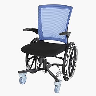 Daily Indoor Wheelchairs for Adults (Blue) - FLUX Dart Narrow Wheelchair w/ Hand Rings for Convenience – Universal Lockability Arm Rest Wheelchair– Porous Fabric Office, House Wheelchair