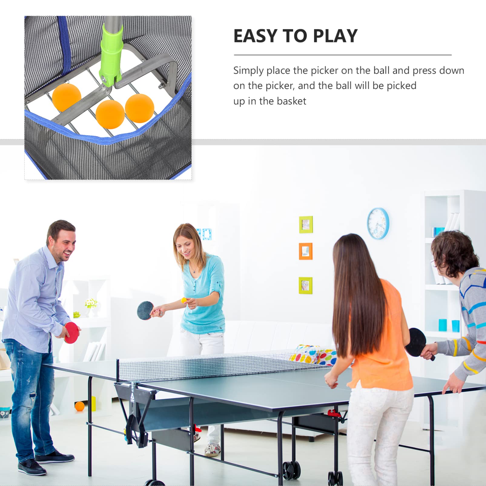 BESPORTBLE Pong Picker portátil Colector de Pelota de Tenis de Mesa Retriever Up Bolsa de Malla Equipo de Entrenamiento