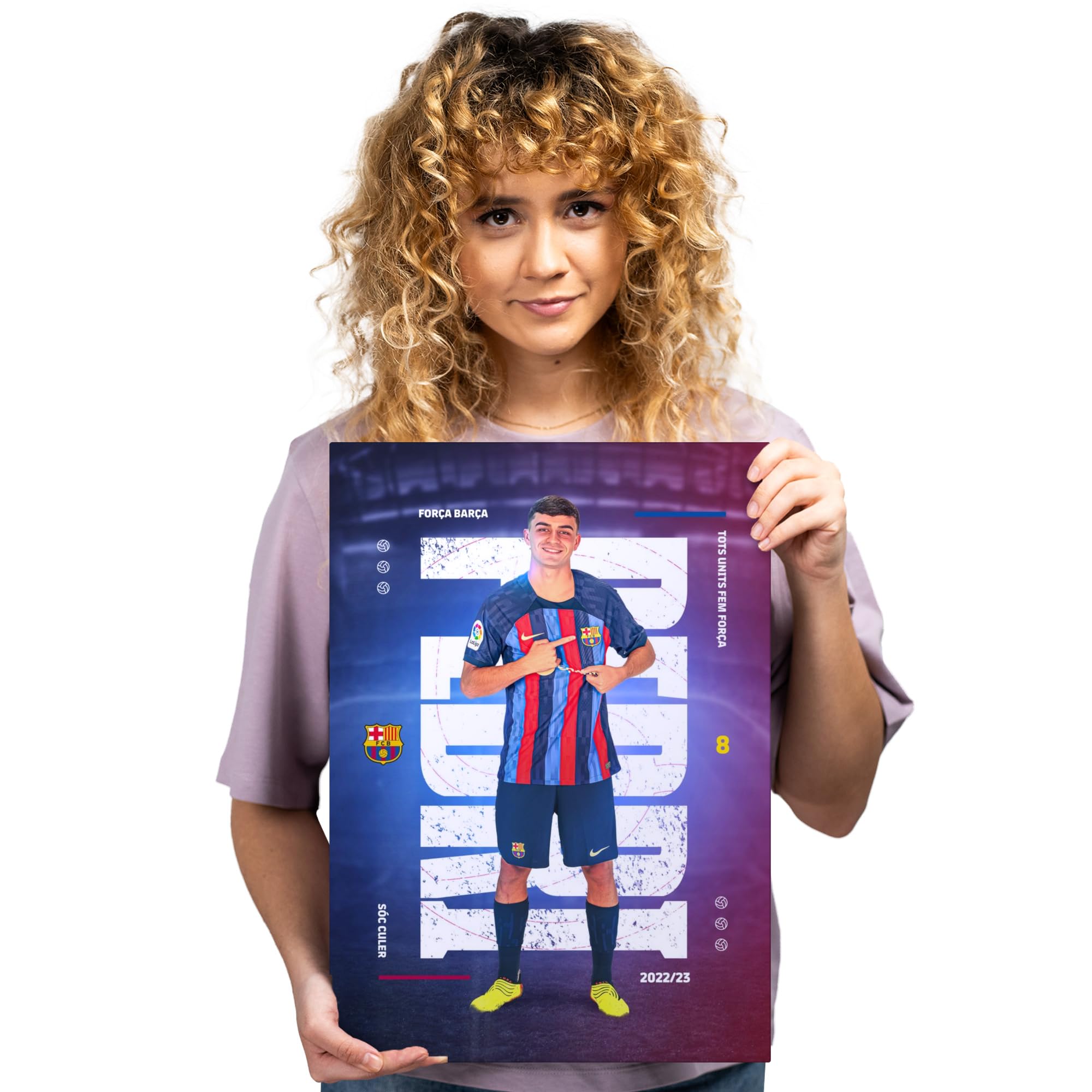 Displate - Póster de Metal - Montado con Imán - FC Barcelona - FCB Home - Pedri - Taille M - 32x45cm Matt