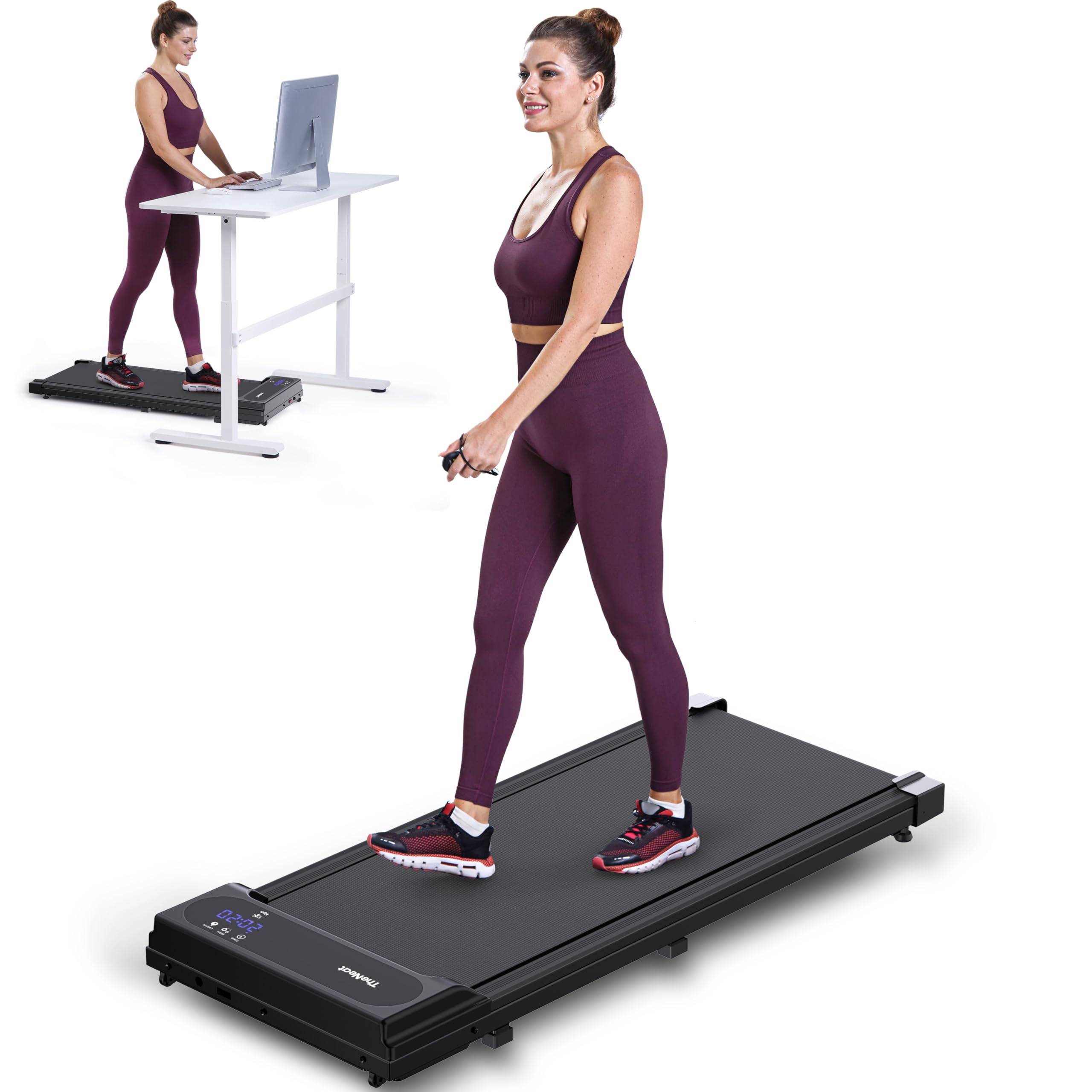 Under Desk Walking Pad Treadmill, TheNeat Portable Treadmill for Home and Office, 2.5HP Ultra Quiet Under Desk Treadmill 2 in 1 for Walking and Jogging, Remote Control, LED Display, Walking Treadmill