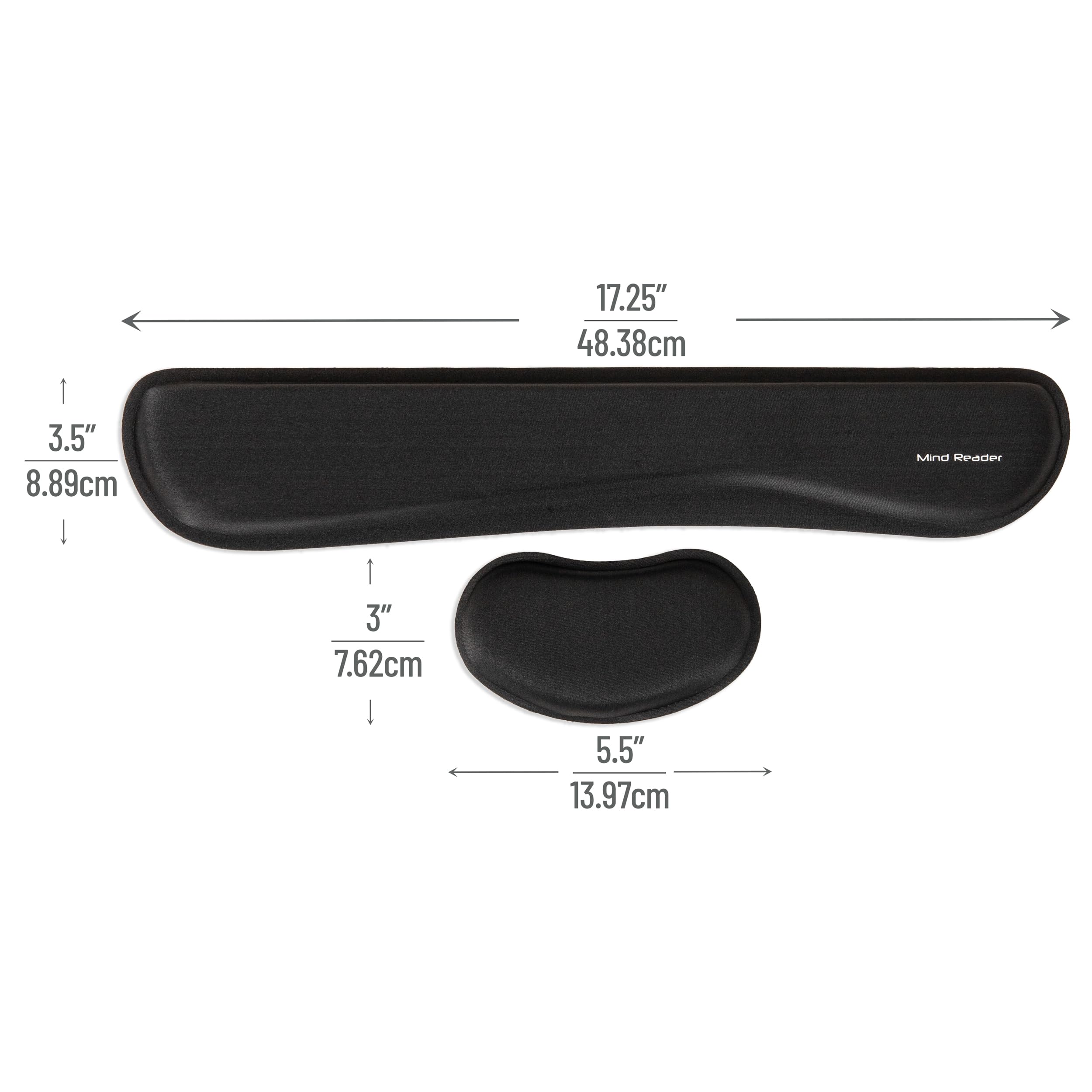 Mind Reader Set di poggiapolsi ergonomici per tastiera e mouse, accessori da gioco, memory foam, 42 x 7,6 x 1,9 cm, 6 pezzi, nero