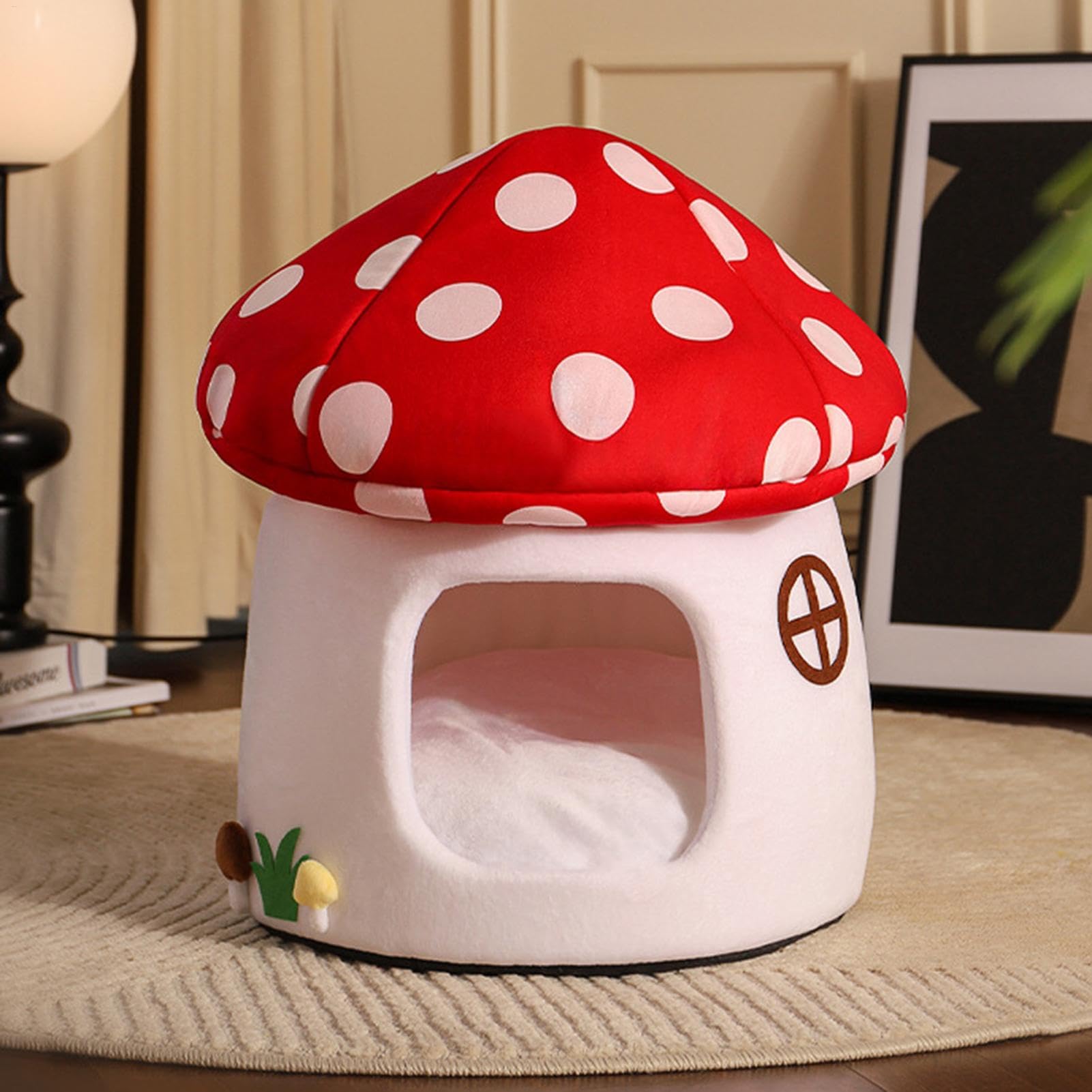 Cama de dormir para gatos – Cama para mascotas en forma de hongo | Cama de dormir y cálida, tienda de campaña para mascotas pequeñas, gatos y cachorros | Tienda Cálida Acogedora Cuevas Camas Suave Felpa Nidos Calentita Para Perros Pequeños Gatos Cachorros
